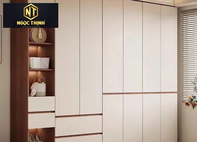 TỦ QUẦN ÁO GỖ MDF PHỦ MELAMINE MẪU 25